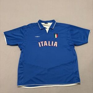 Umbro Italia Jersey Blue Soccer Lightweight Outdoor Casual Short Sleeves Size XL